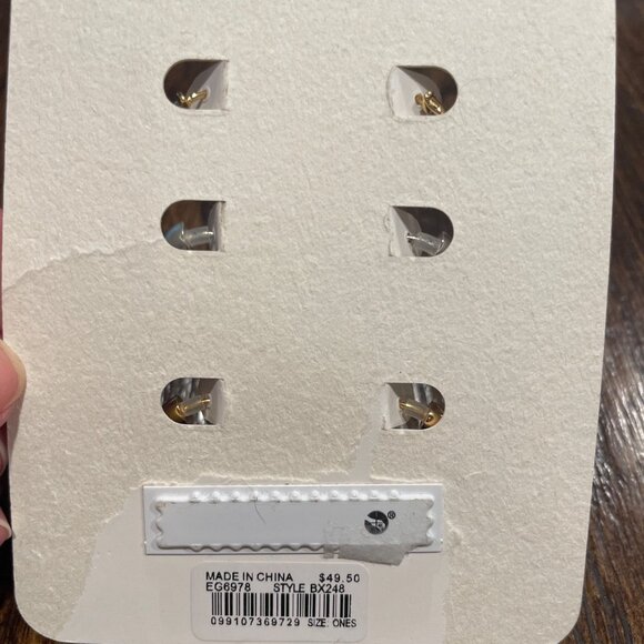 NEW J.Crew Metallic Hoop Earrings Set of Three Gold Silver Recycled Brass BX248 - Picture 3 of 3